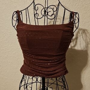 Chic Brown Camisole with Gold Accents